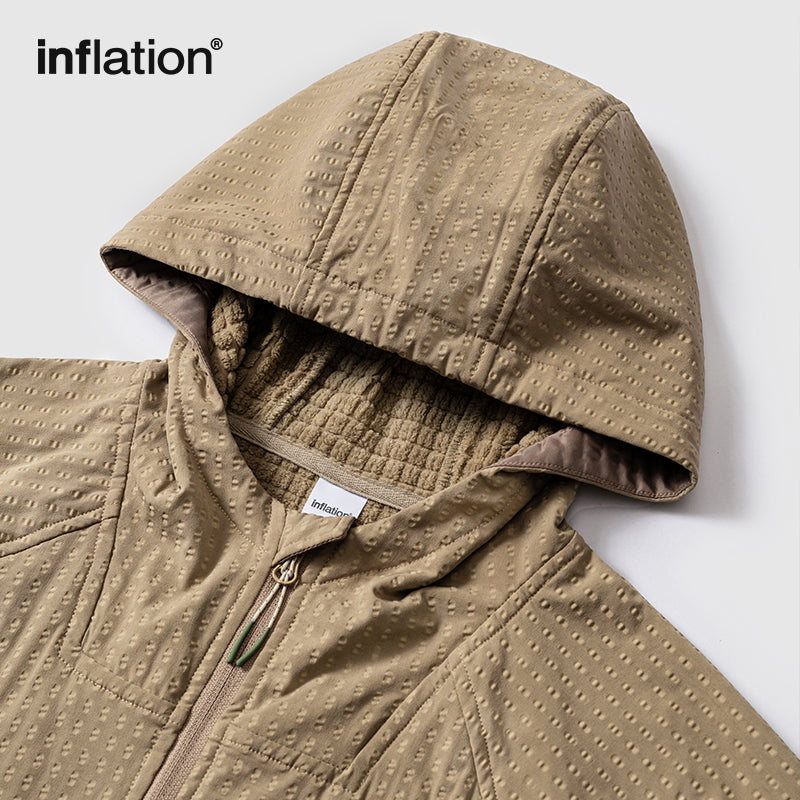 INFLATION Grid Pattern Fleece Hooded Jacket