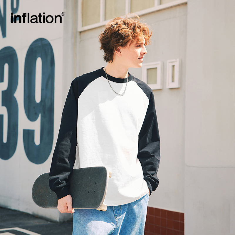 INFLATION Minimalism Raglan Sleeve Oversize Tees