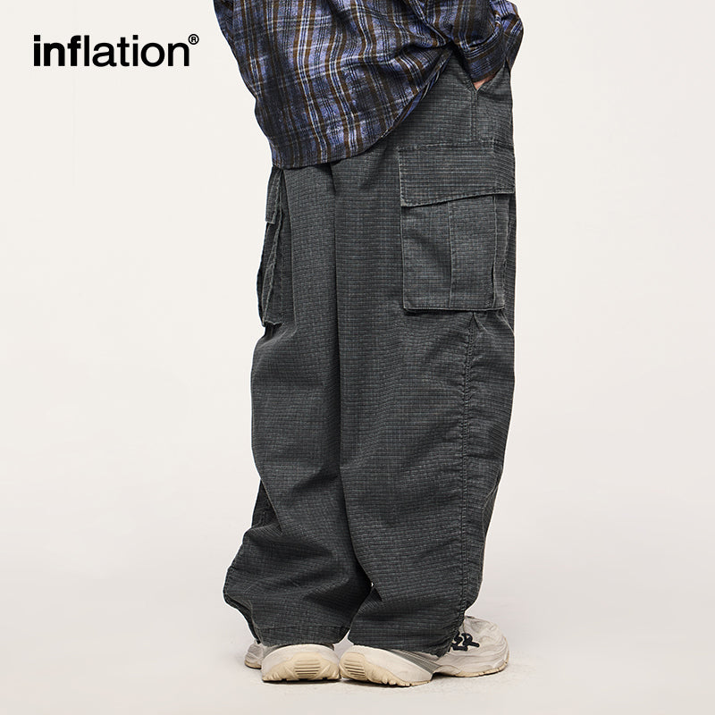 INFALTION Check Wide-Leg Cargo Pants