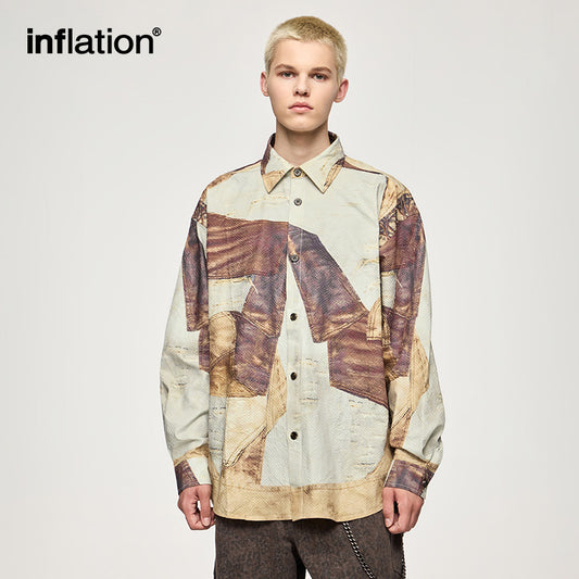 INFLATION Vintage Print Seersucker Shirt