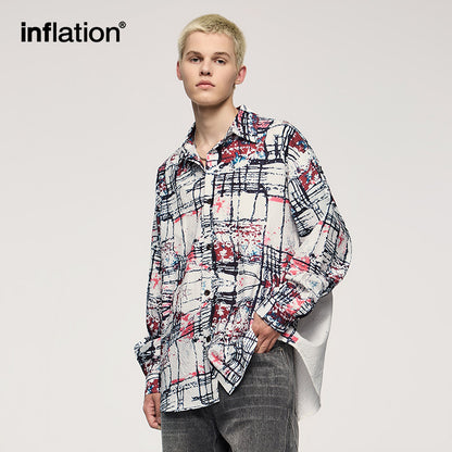 INFLATION Irregular Rainbow Seersucker Shirt