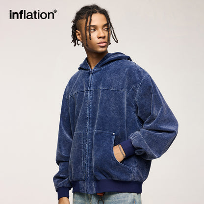 INFLATION Washed Hooded Corduroy Jacket