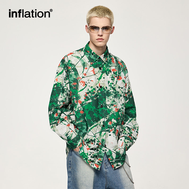 INFLATION Floral Print Seersucker Shirts