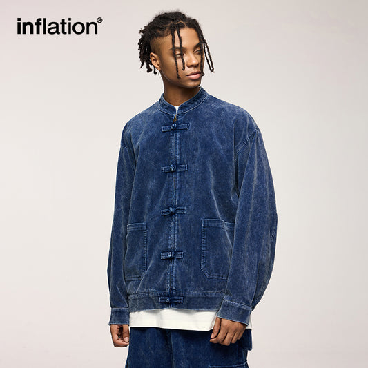 INFLATION Washed Corduroy Varsity Jacket