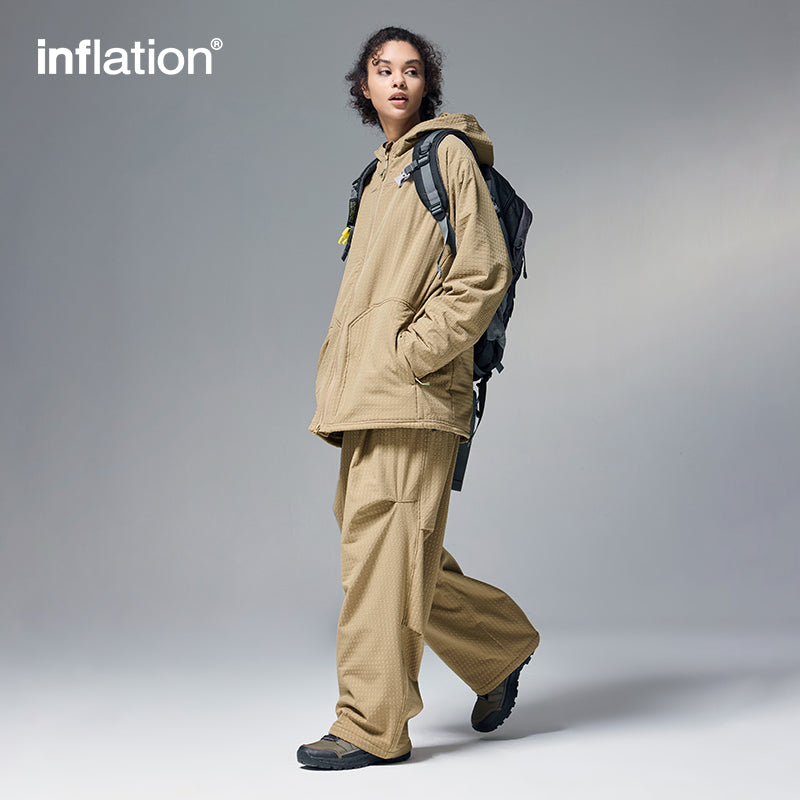 INFLATION Grid Pattern Fleece Hooded Jacket