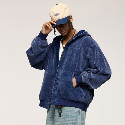 INFLATION Washed Hooded Corduroy Jacket