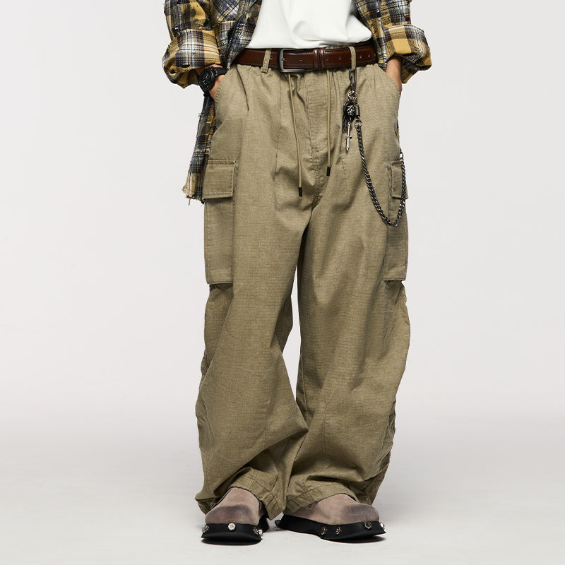 INFALTION Check Wide-Leg Cargo Pants