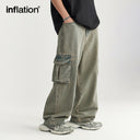 INFLATION Street Style Acid Washed Cargo Jeans - INFLATION