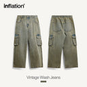 INFLATION Street Style Acid Washed Cargo Jeans - INFLATION