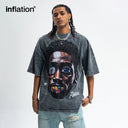 INFLATION Retro Washed Portrait Print T-Shirt