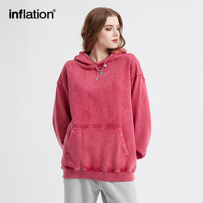 INFLATION Bank Washed Distressed Hoodies