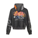 INFLATION Washed Graffiti Boxy Zip Up Hoodies