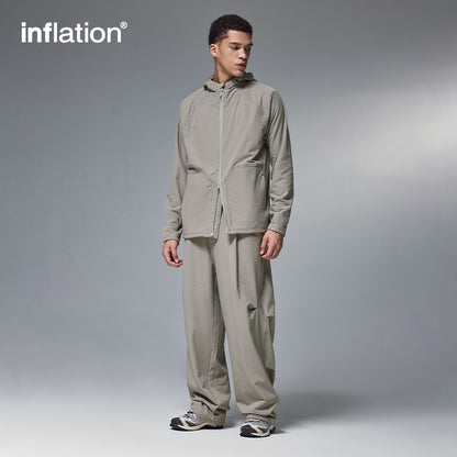 INFLATION Grid Pattern Fleece Hooded Jacket