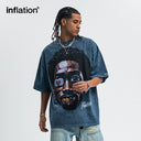 INFLATION Retro Washed Portrait Print T-Shirt