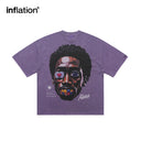 INFLATION Retro Washed Portrait Print T-Shirt