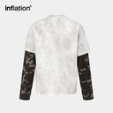 INFLATION Washed Patchwork Camo Sleeve Layered Tshirts