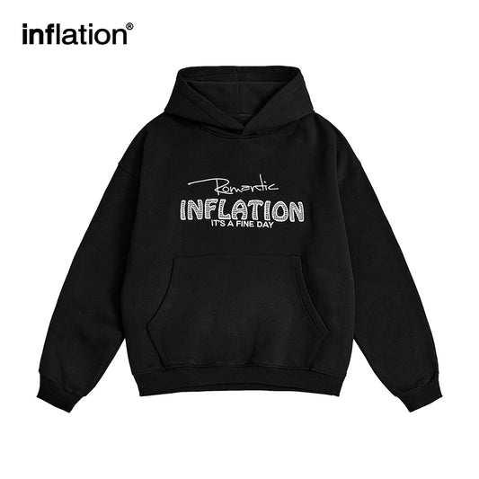 INFLATION Letter Embroidery Fleece Hoodies