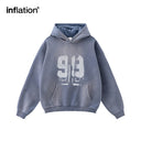 INFLATION Graffiti Print Washed Fleece hoodie