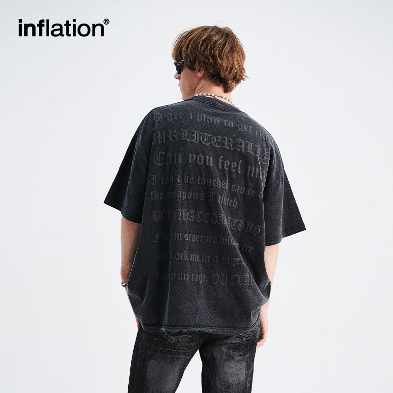 INFLATION Washed Gothic Puff Printed Tees