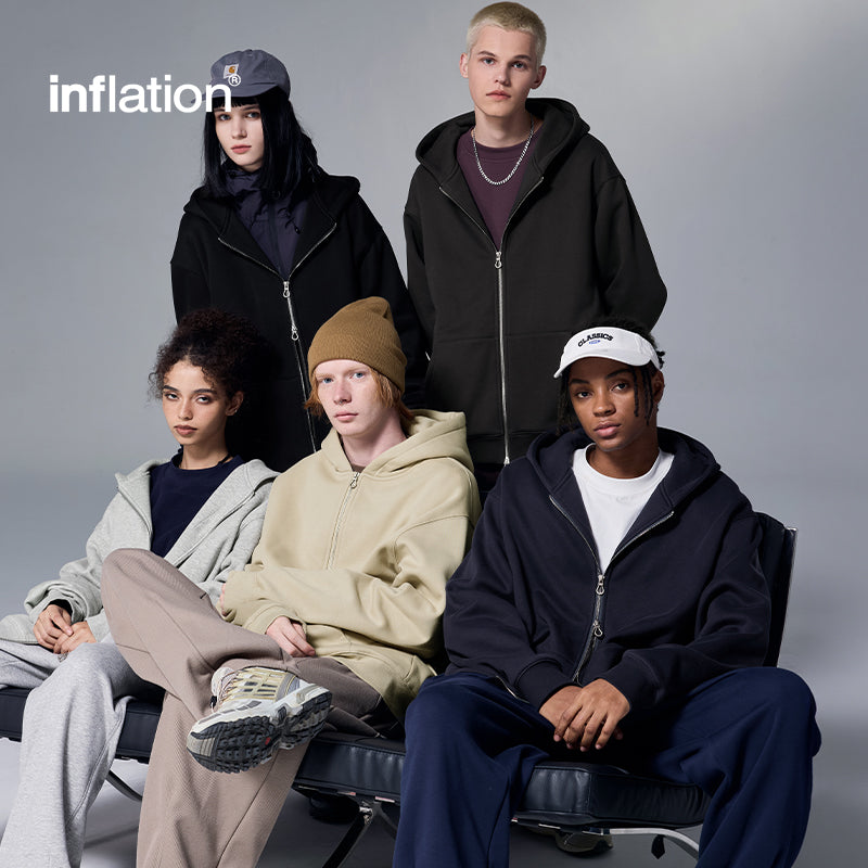 INFLATION Fleece Zip-Up Oversized Hoodies