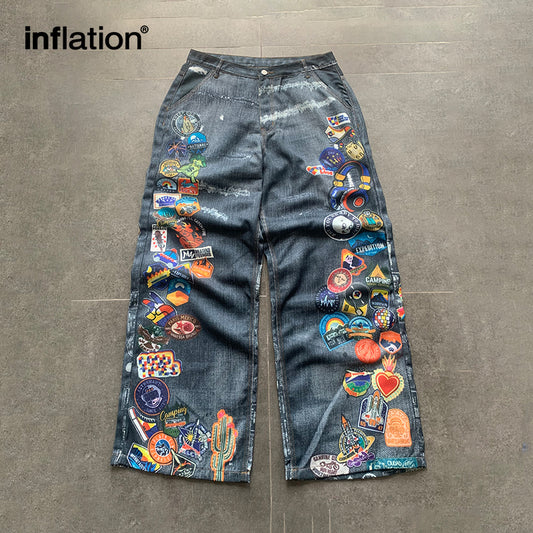 INFLATION Street Style Digital Printing Jeans