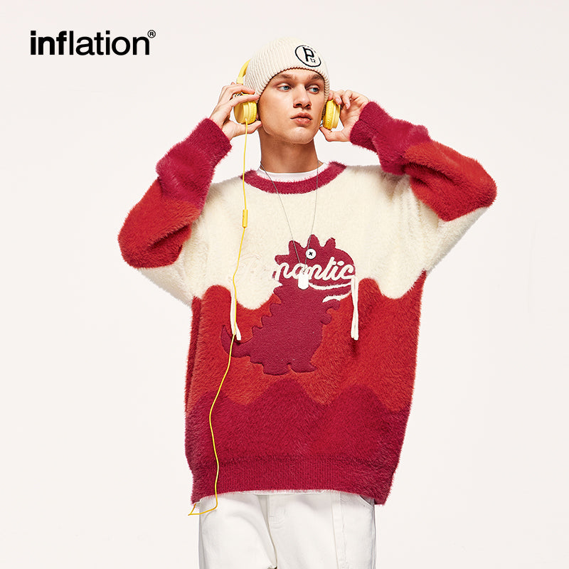 INFLATION Dinosaur Cartoon Knit Sweaters