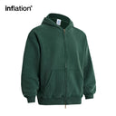 INFLATION Washed Distressed Zip-Up Hoodie