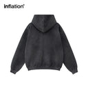 INFLATION Washed Graphic Zip Up Hoodies