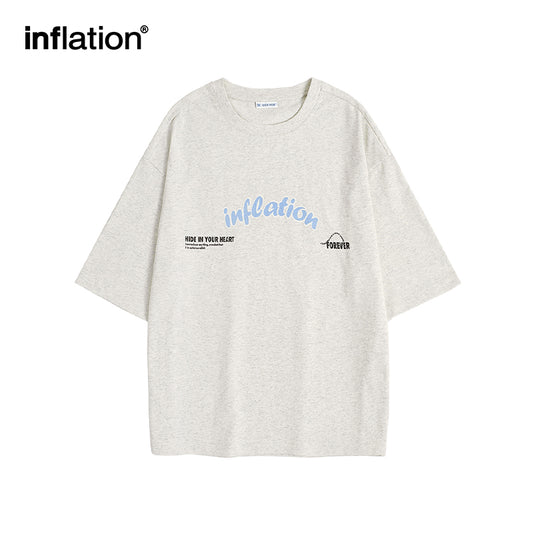 INFLATION Grey Letter Print Boxy Tshirt