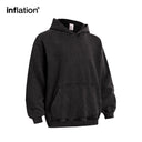 INFLATION Black Washed Distressed Hoodies