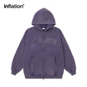 INFLATION Washed Embroidery Zip Up Hoodies