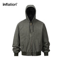 INFLATION Washed Distressed Hooded Cotton Jacket