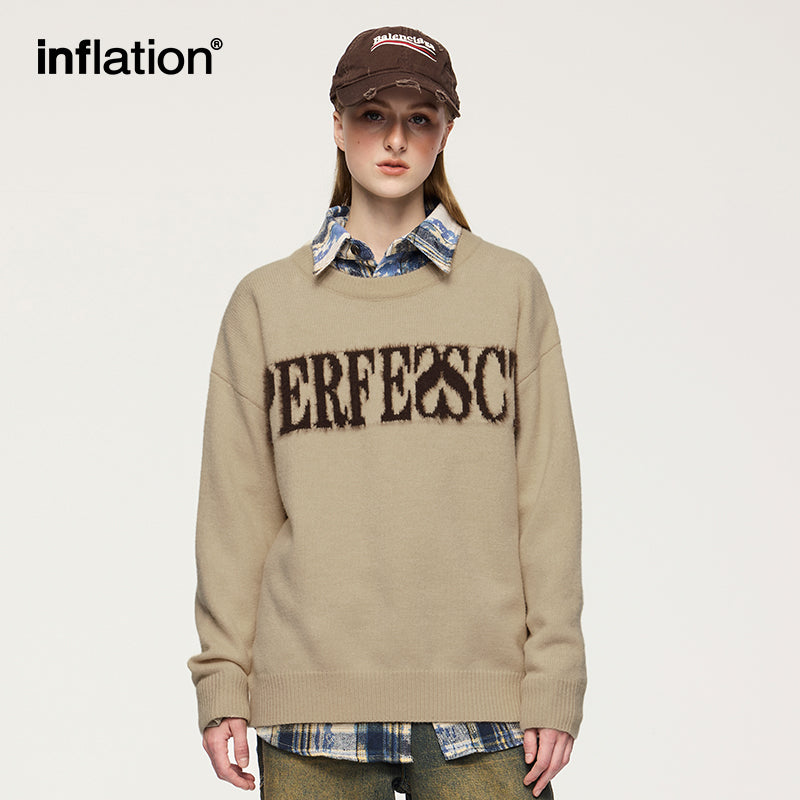 INFLATION Letter Crewneck Knitted Jumpers