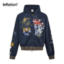 INFLATION Washed Graffiti Boxy Zip Up Hoodies