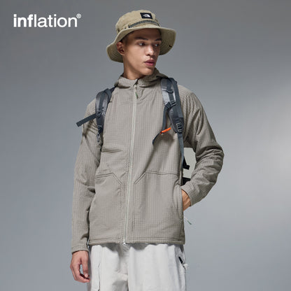 INFLATION Grid Pattern Fleece Hooded Jacket