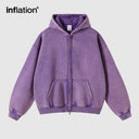 INFLATION Vintage Washed Zip Up Hoodie