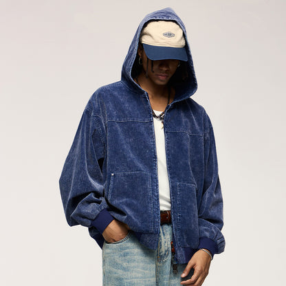 INFLATION Washed Hooded Corduroy Jacket