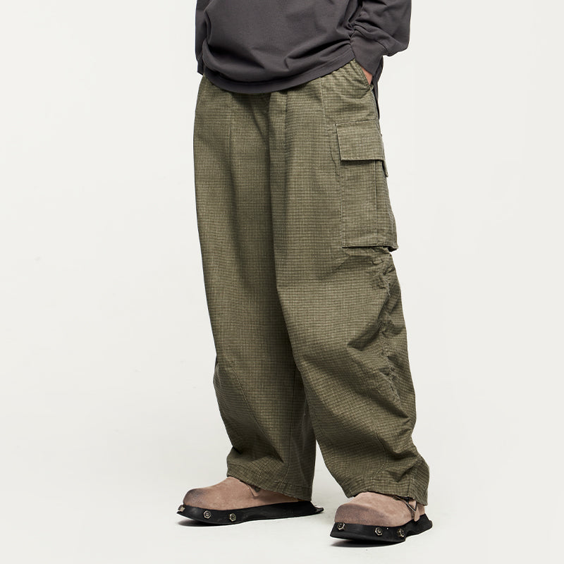 INFALTION Check Wide-Leg Cargo Pants