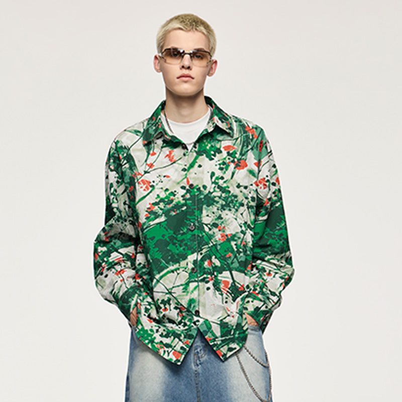 INFLATION Floral Print Seersucker Shirts