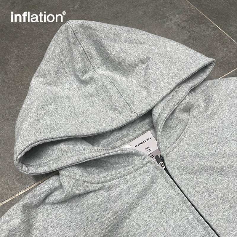 INFLATION Grey Crop Zip Up Hoodies