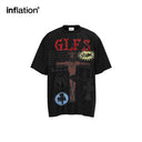 INFLATION Distressed Washed Graphic Cotton tees