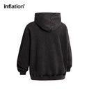 INFLATION Black Washed Distressed Hoodies