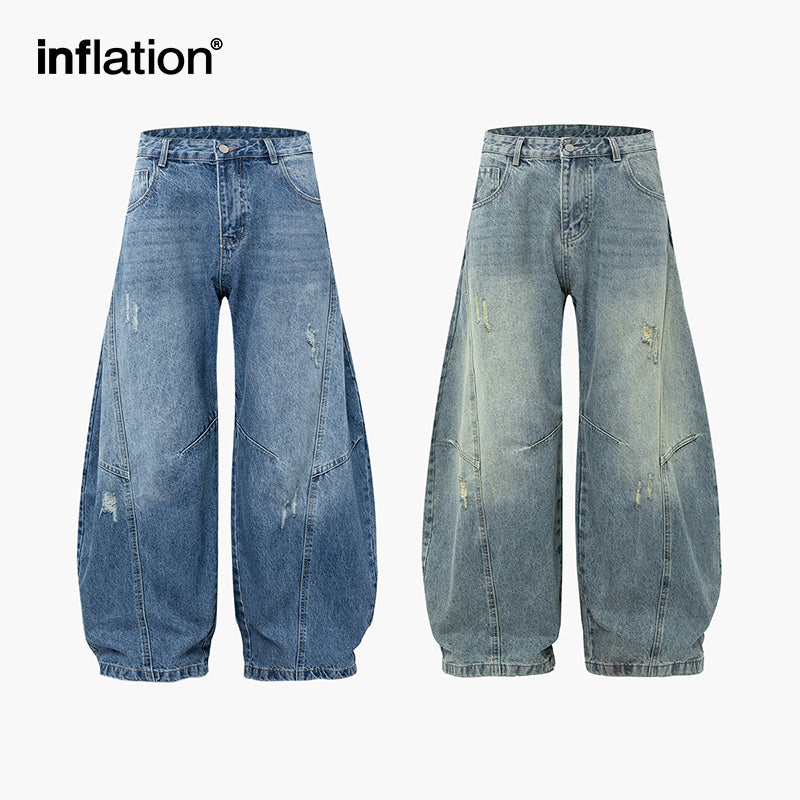 INFLATION Loose Fit Washed Distressed Jeans