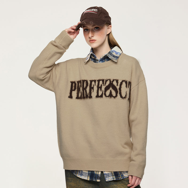 INFLATION Letter Crewneck Knitted Jumpers