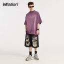 INFLATION Washed Tie Dyed Mock Neck Oversized Tees - INFLATION