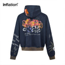 INFLATION Washed Graffiti Boxy Zip Up Hoodies