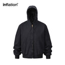 INFLATION Washed Distressed Hooded Cotton Jacket