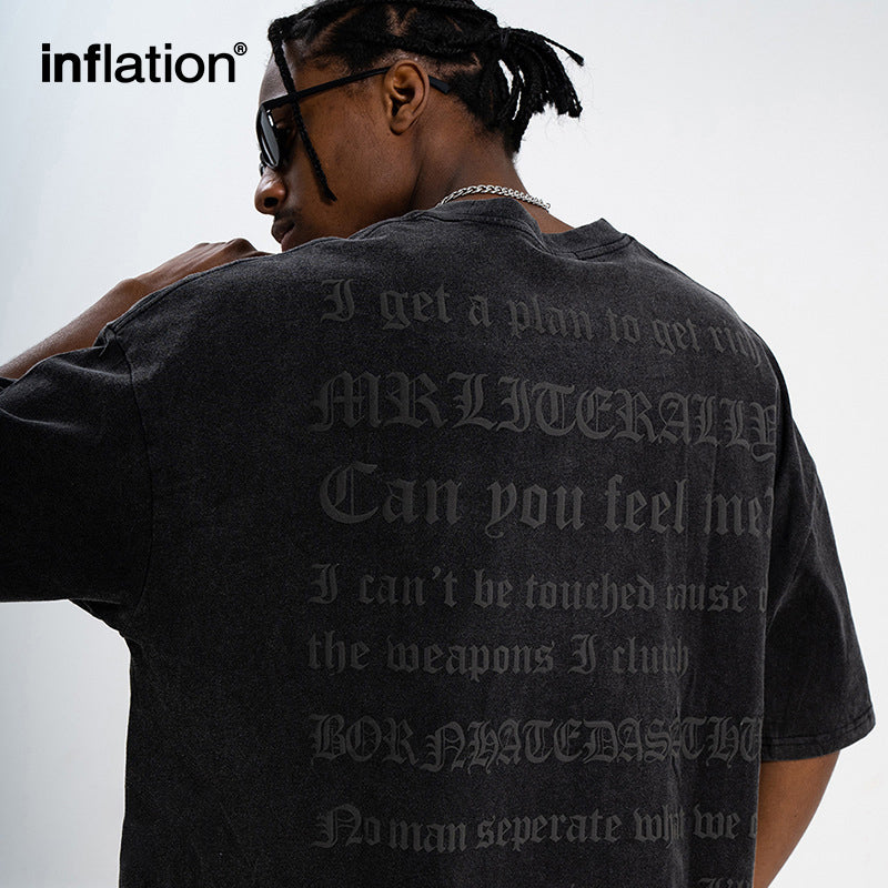 INFLATION Washed Gothic Puff Printed Tees