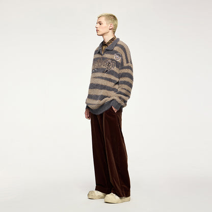 INFLATION Retro Striped Fleece Sweatshirt