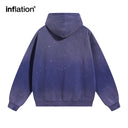 INFLATION Acid Washed Ripped Fleece Hoodies